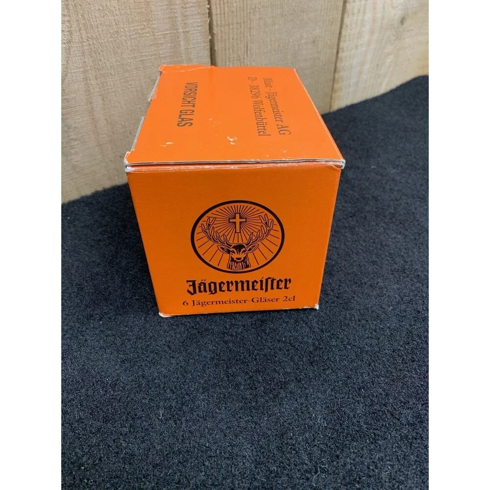 Jagermeister 2CL Shot Glass Set Of 6 Frosted Stemmed Cordial Footed B8